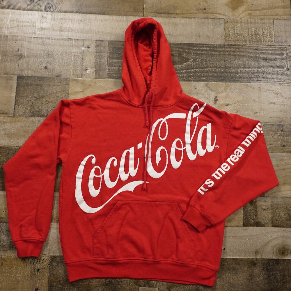 Coca-Cola Red Logo Hoodie Sweatshirt Adult Size Medium Unisex‎